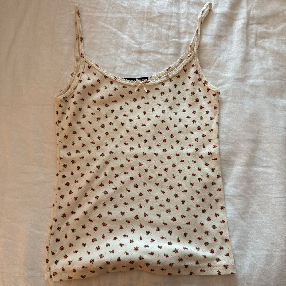 Brandy Melville Cream Floral Women's tank Top